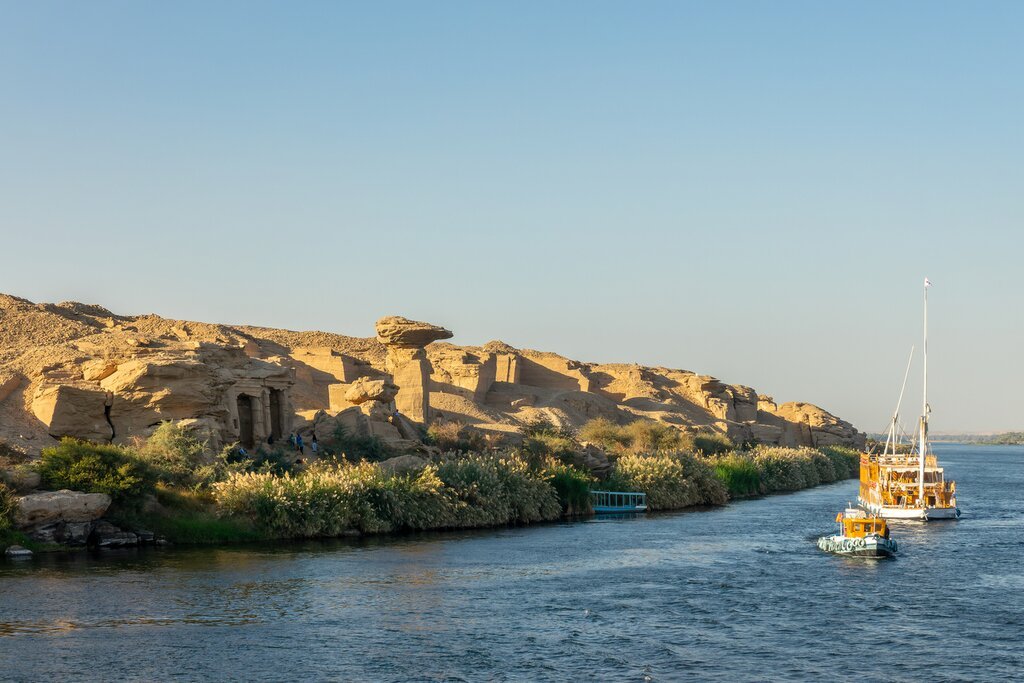 Dahabiya sailing through Upper Egypt
