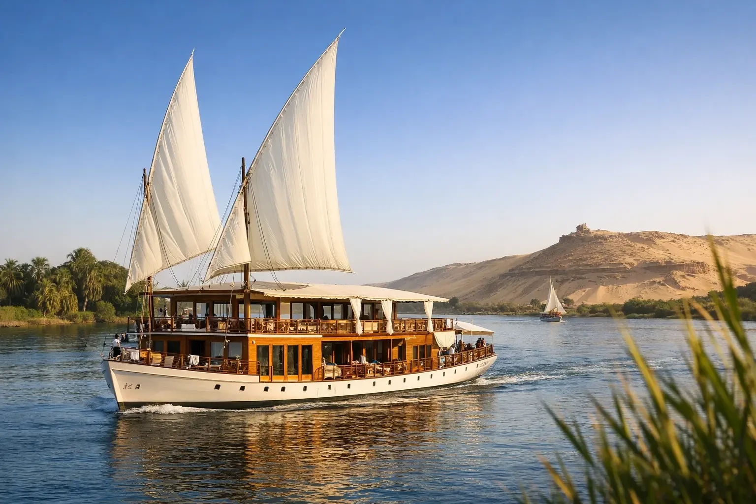 Luxury Dahabiya sailing on the Nile